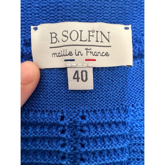 B.Solfin 100% Cashwool Sweater Women 40 Medium Blue Knit Crew Neck Grannycore - Picture 6 of 11
